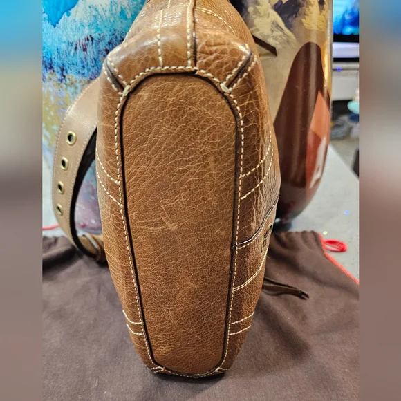 Coach Saddle Brown Vintage Chelsea 10399 Shoulder Bag w/Whipstitch Tassel Detail - Picture 12 of 17